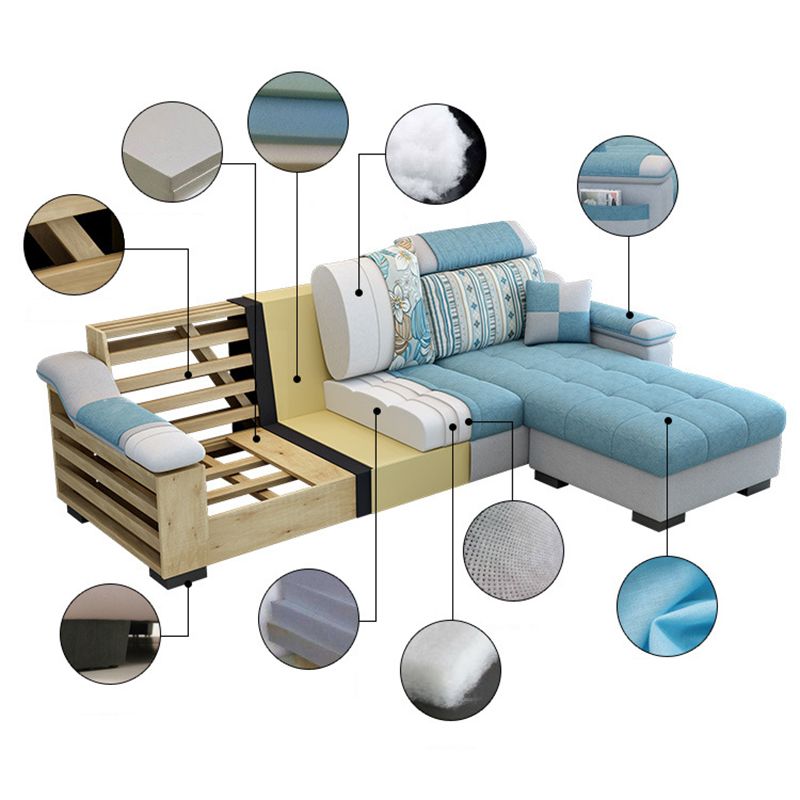 Modern Pillows Pillow Top Arm Living Room Fabric with Storage Seating