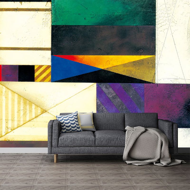 Huge Geometric Wallpaper Murals Water Resistant Mid Century Living Room Wall Art