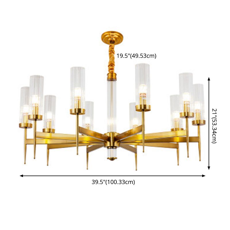 Cilíndrico de metal Candelier Chandelier Contemporáne de lámpara de lámpara de lámpara en oro