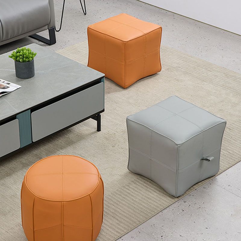 Contemporary Square Cube Leather Upholstered Cube for Living Room