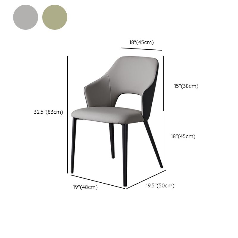 Contemporary Faux Leather Dining Chairs Black Legs Arm Chair