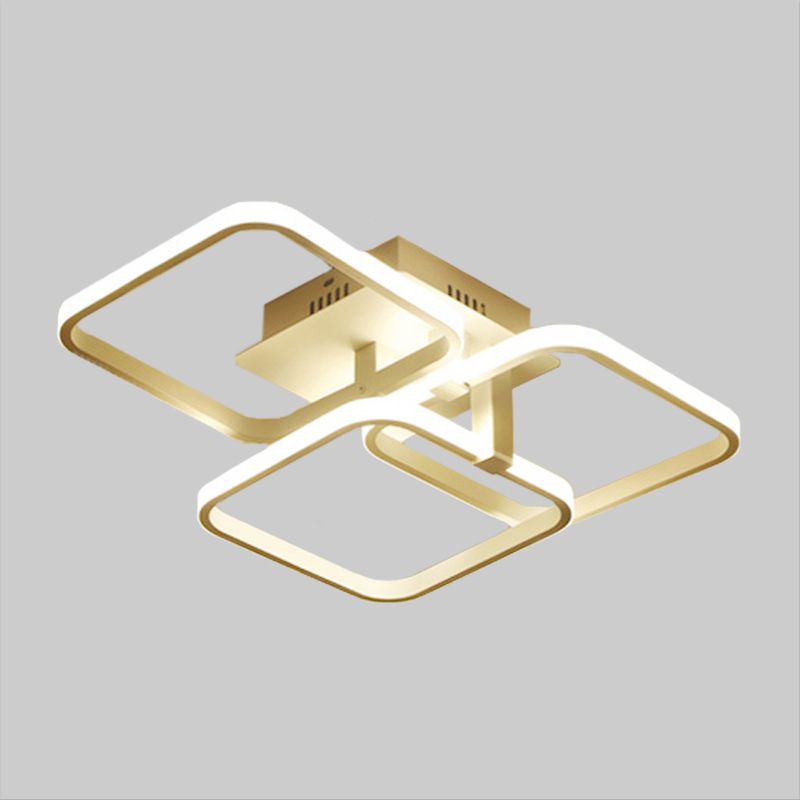 Metalen 3-square semi-mount verlichting eigentijdse 3 koppen wit dicht bij plafondlamp armatuur