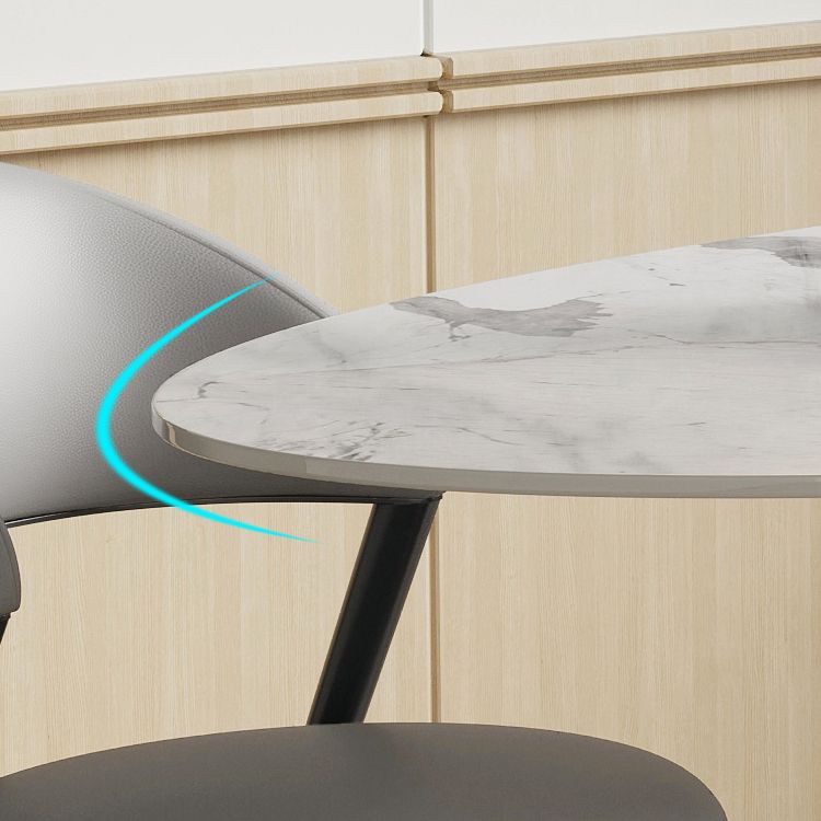 Simplicity Oval Dining Table Sintered Stone Top Grey Pedestal Dining Table