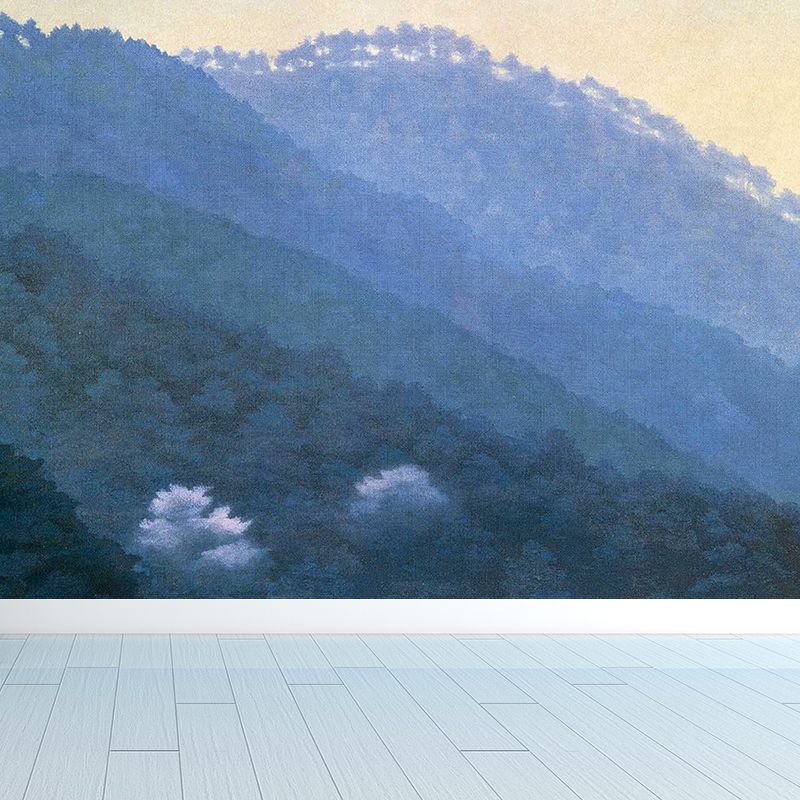 Turquoise Mountain Mural Decal Moisture Protection Contemporary Bedroom Wall Decor