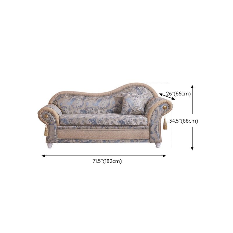 Bohemian Damask Flared Arms Chaise Lounge with Cushioned for Bedroom and Living Room