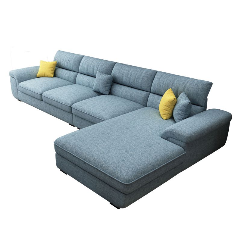 Modern Reversible Chaise 137" Sectionals with Pillows Flared Arm