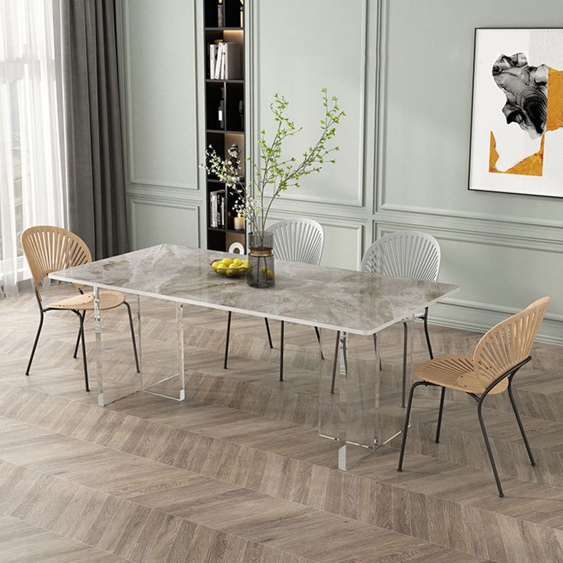 Stone Top Table Traditional Luxury Dining Table with Double Pedestal Base
