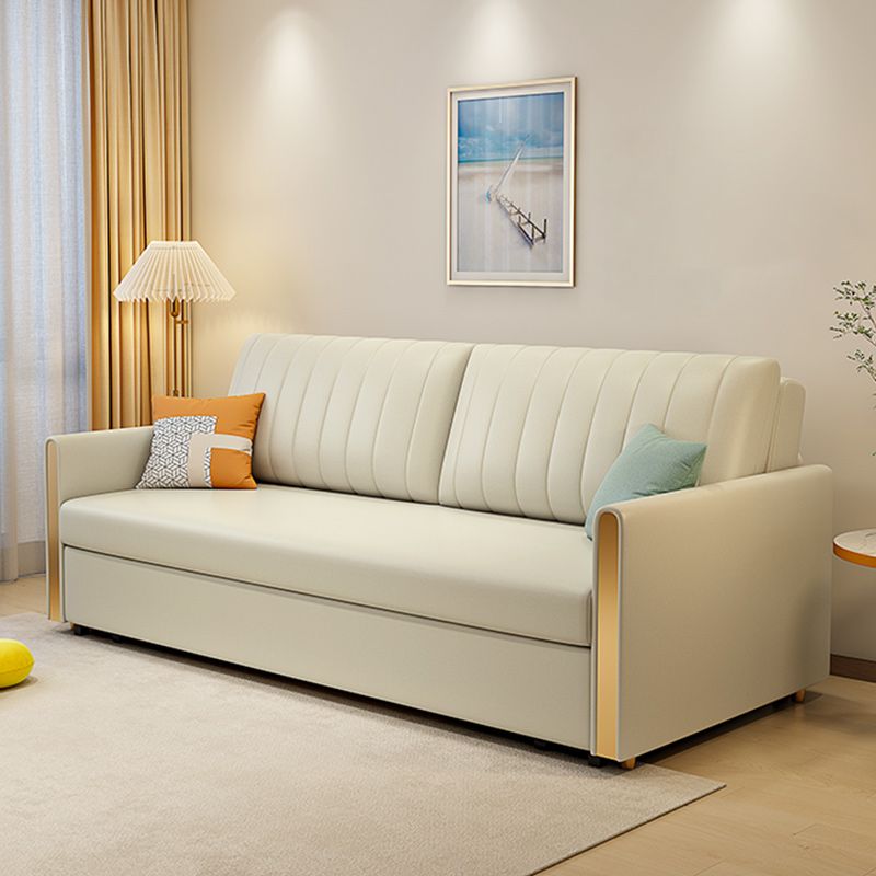 Bonded Leather Sleeper Sofa Pillow Back Detachable Mattress Futon Sleeper Sofa Bed