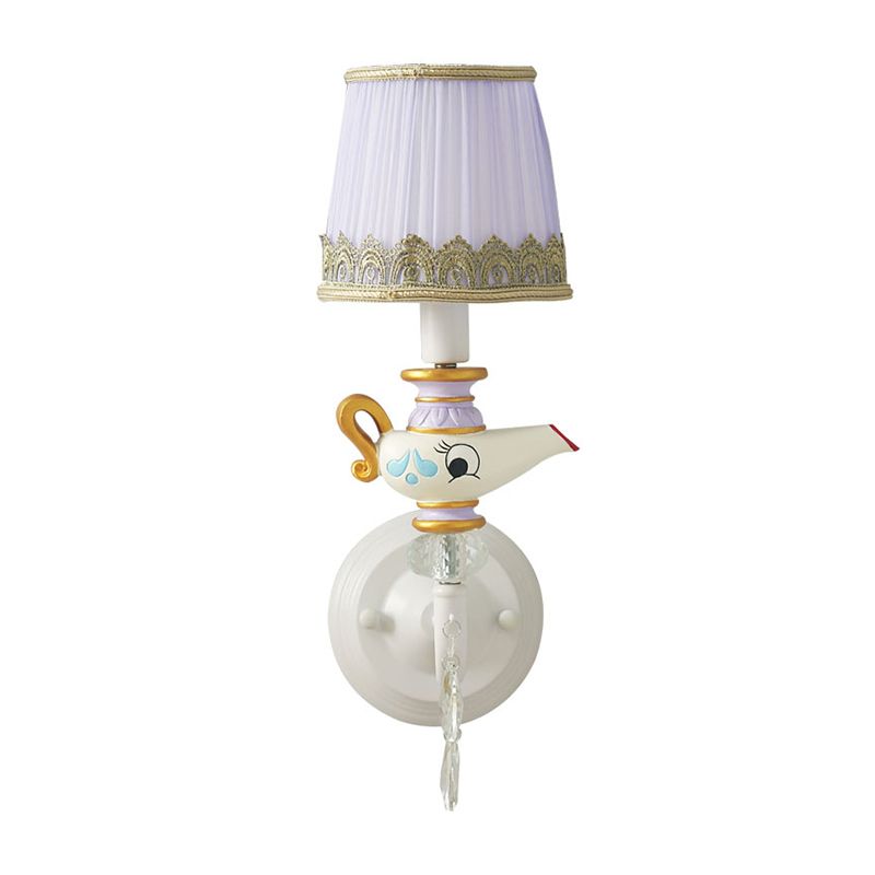 1 hoofd indoor sconce licht eigentijdse witgold wandlamp met vat stof schaduw en theepot deco