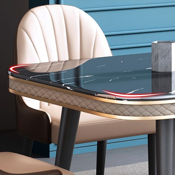 Glam Style Rectangle Table Faux Marble Table with Metal Legs for Kitchen