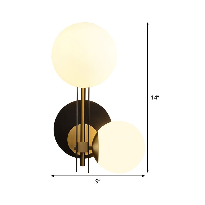 2 bulbos Sphere Splock Light Contemporary Glass Malling Malling Lighting en negro y dorado