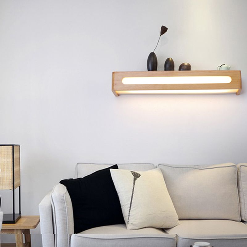 Simplicity Rectangle Vanity Mirror Lights Wood Wall Light Fixtures for Bathroom