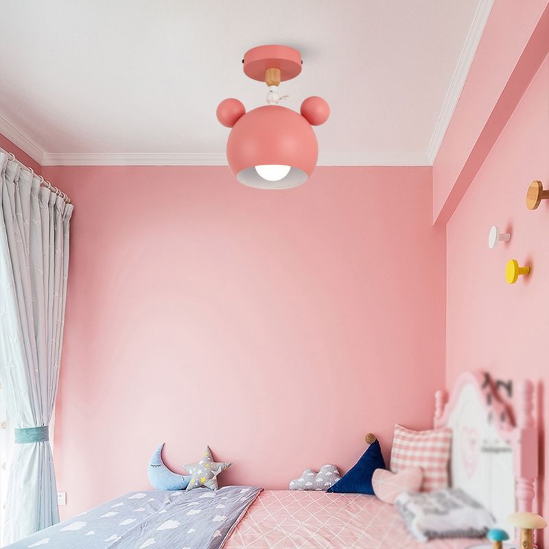 1 Light Mickey Ceiling Light Modern Macaron Style Metal Ceiling Lighting for Living Room