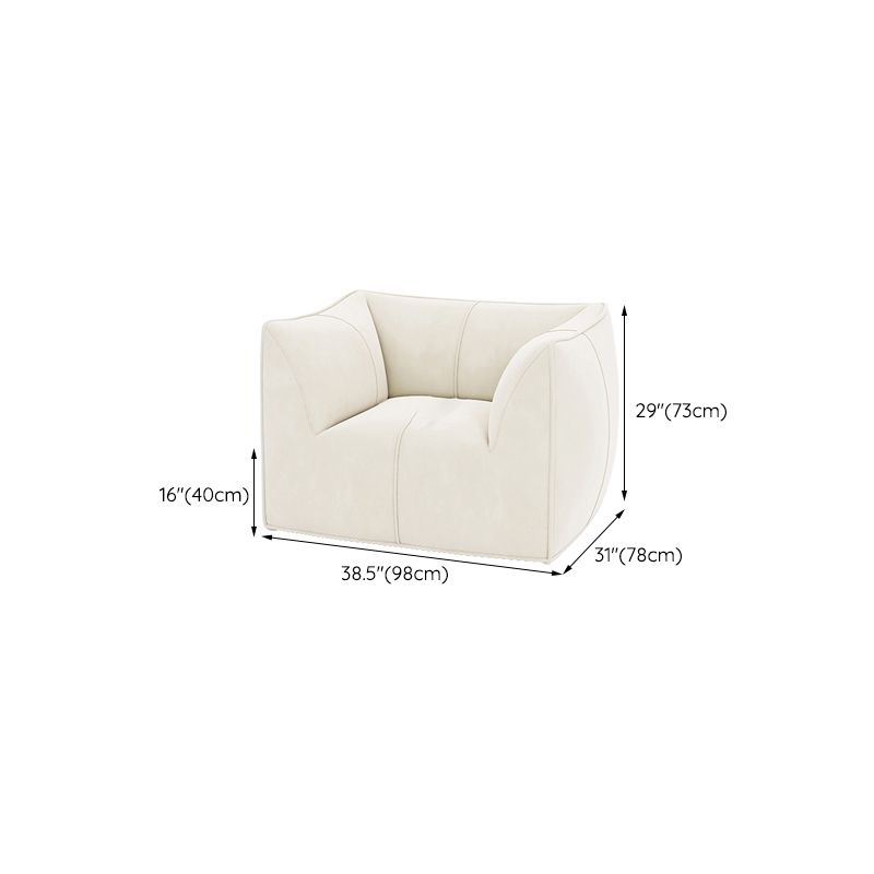 Contemporary White Cushions Flared Arm Fabric Living Room Seating