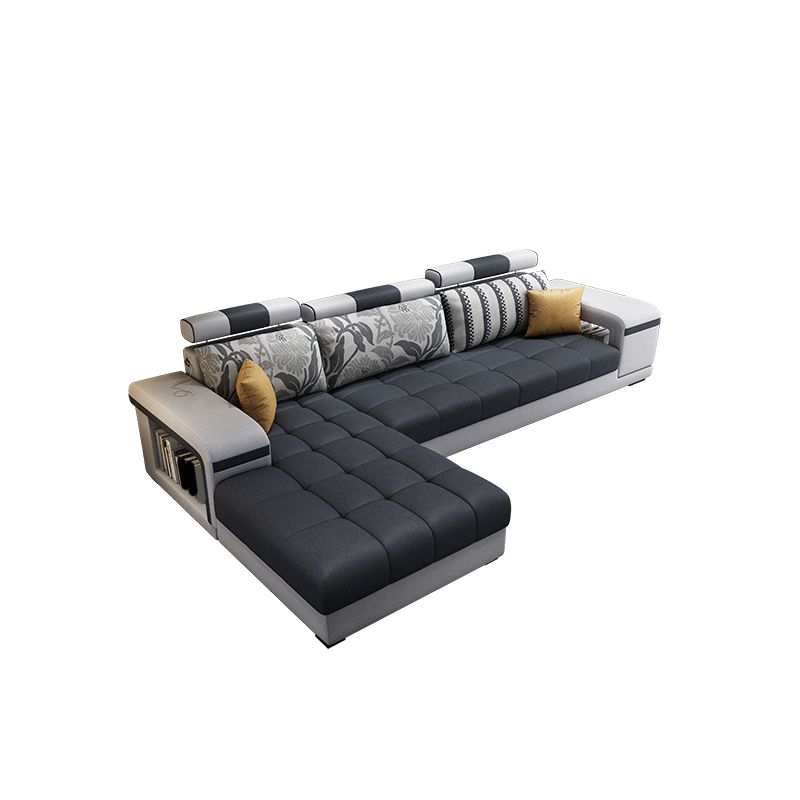 Contemporary Square Arm Stain-Resistant Slipcovered Storage Sofa