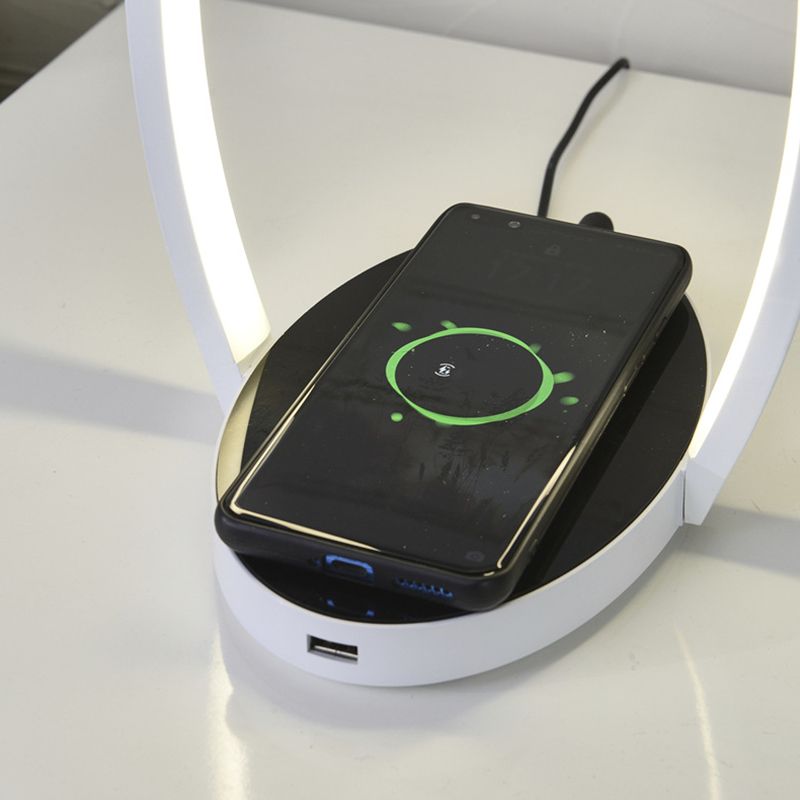 Chargeur sans fil en forme d'oeuf lampe à LEM nordique Métal Métal Lumière de nuit en blanc