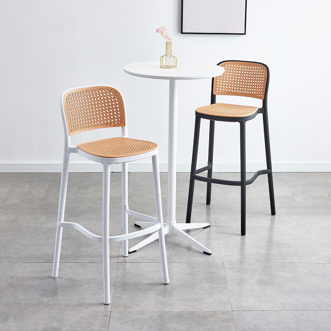 Stackable Bar Stool Plastic Backrest Counter Stool for Living Room