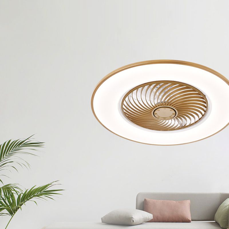 Acrylkreis -LED -Deckenventilatoren im modernen prägnanten Stil Schmiedeeisen Deckenelement für Schlafzimmer