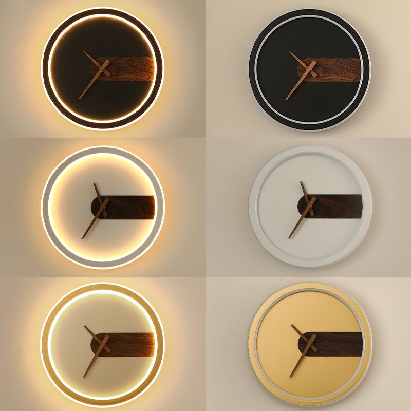 Orologio Nordic Wall Sconce Sconcetto ACRILICO LED LED LEGGIO con decorazione in legno