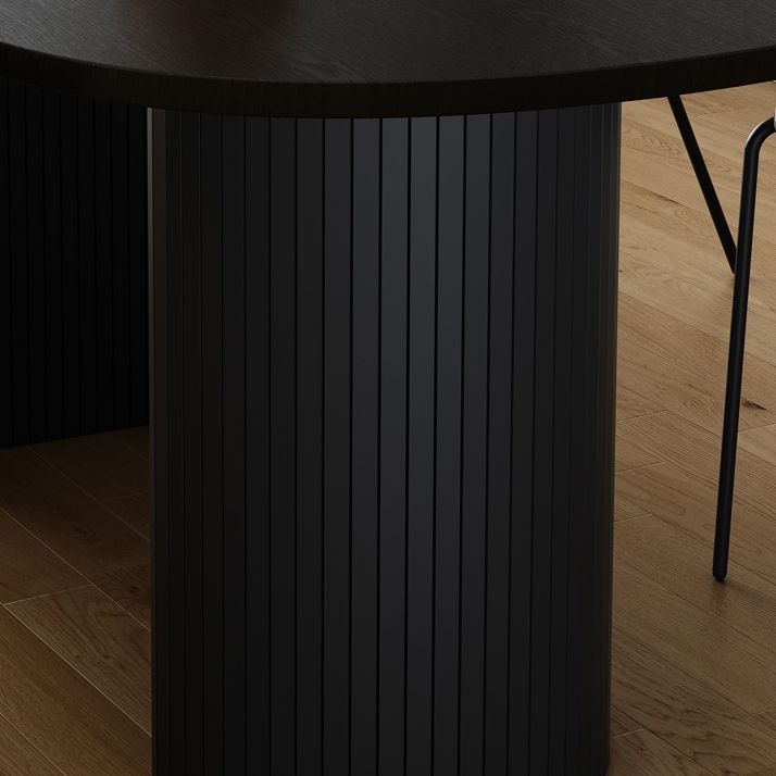 Tavolo da pranzo moderno a forma ovale Tavolo fisso a due colori con doppio piedistallo