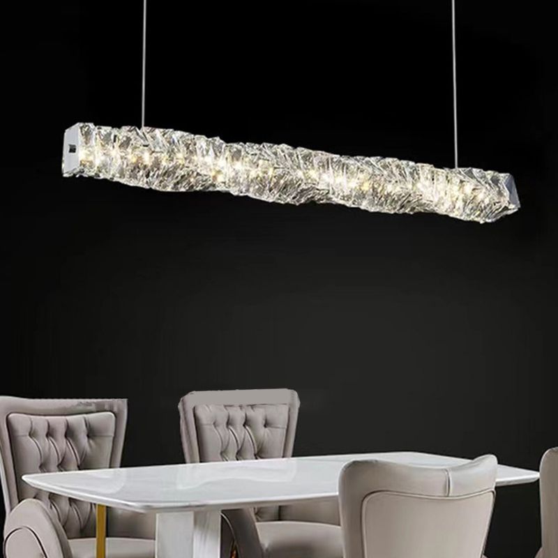 Modern Style Island Light LED Island Hanging Light with Crystal Shade for Dining Room
