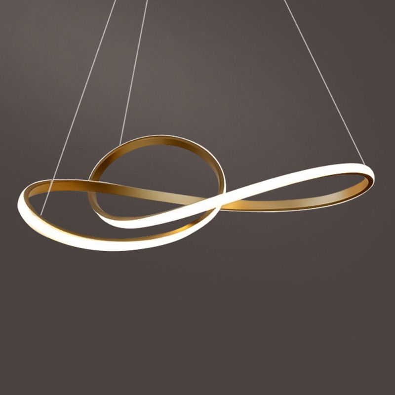 Modern Spiral Chandelier Light Fixtures Metallic Hanging Light Kit for Restaurant