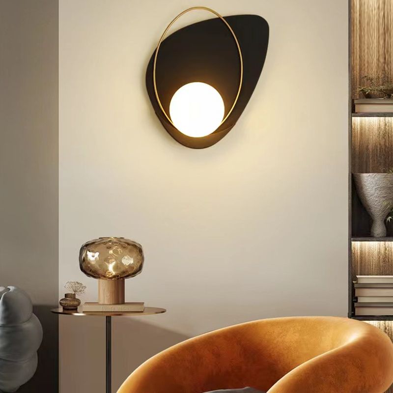 Postmodern Wall Lamp 1-Light Wall Mount Lamp with Glass Shade for Bedroom