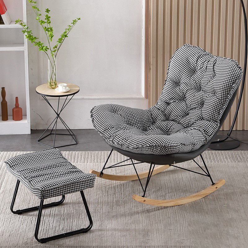 Contemporary Rocking Chair Upholstered Tufted Cushions with Light Legs Glider