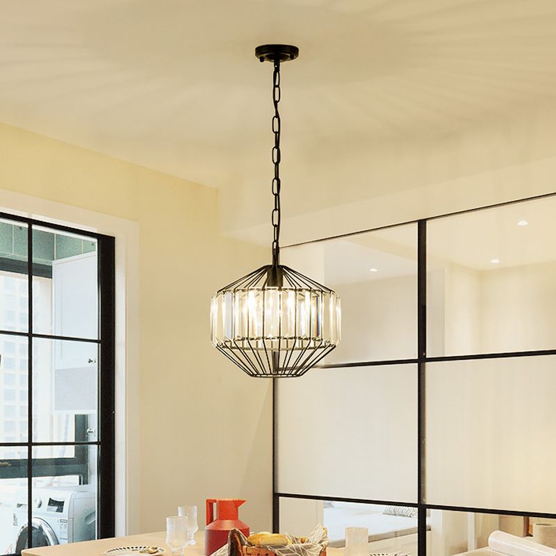 Geometrischer Kristallblockhängung moderne 1 Kopfschwarze Deckenlampe