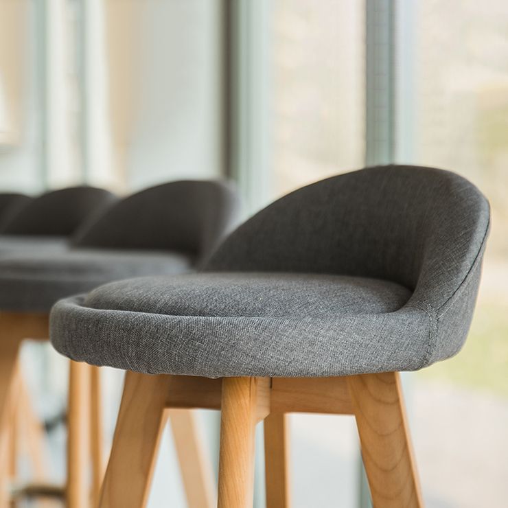 Tabouret de comptoir rotatif à dossier moderne, barre de ménage en bois avec coussin