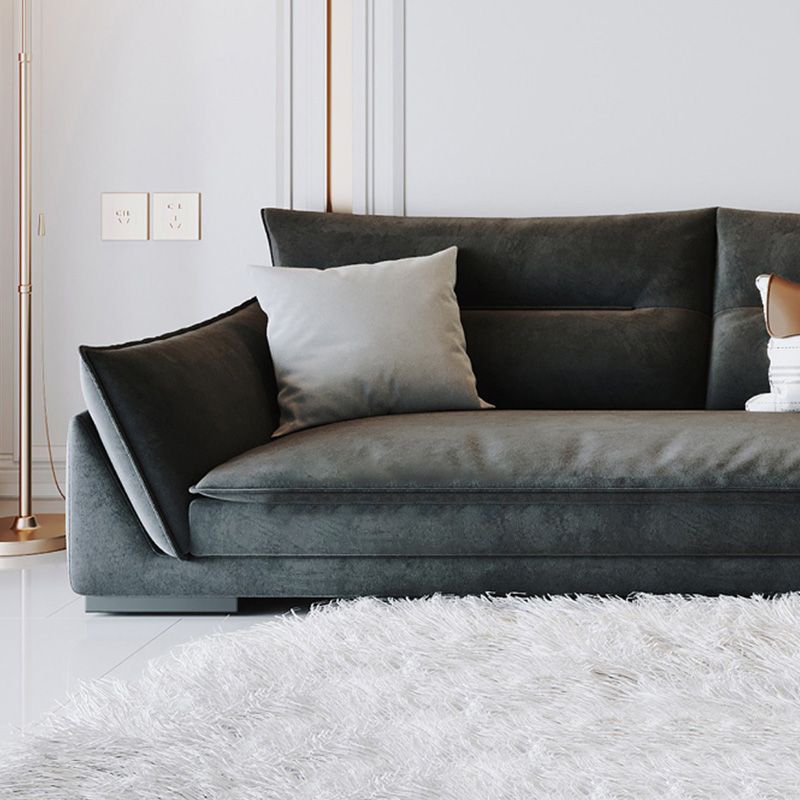 Stationary Living Room Pillow Top Arm Standard Cushions Dark Gray Settee