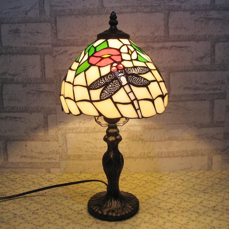Tiffany Style Table Lamp 1-Light Desk Lamp with Glass Shade for Living Room