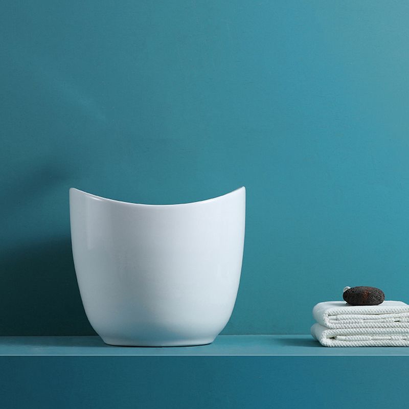 Modern Bathroom Sink with Single Faucet Hole Porcelain Rectangular Vessel Lavatory Sink