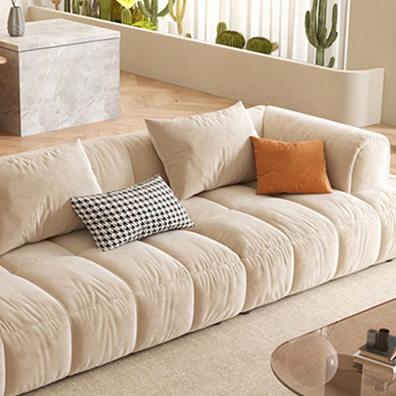 Nordic Stain-Resistant White Couch Recessed Arm Sofa with Tight Back