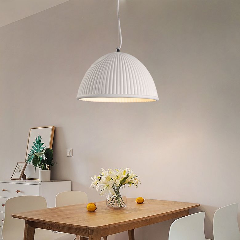 Ribbed Hanging Pendant Light Minimalist Style Resin Pendant Lighting Fixture for Dinning Room