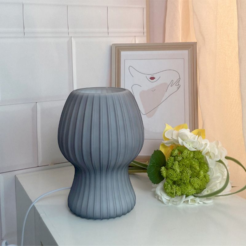 Mushroom Night Table Lamps Modern 1-Light Nightstand Lights with Glass Shade for Bedroom