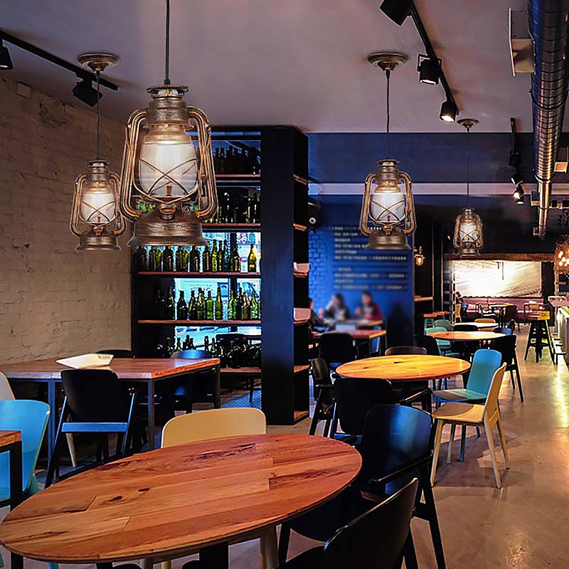 Nautical Style Kerosene Lamp Shaped 1 Head Hanging Light Metal Pendant Lamp