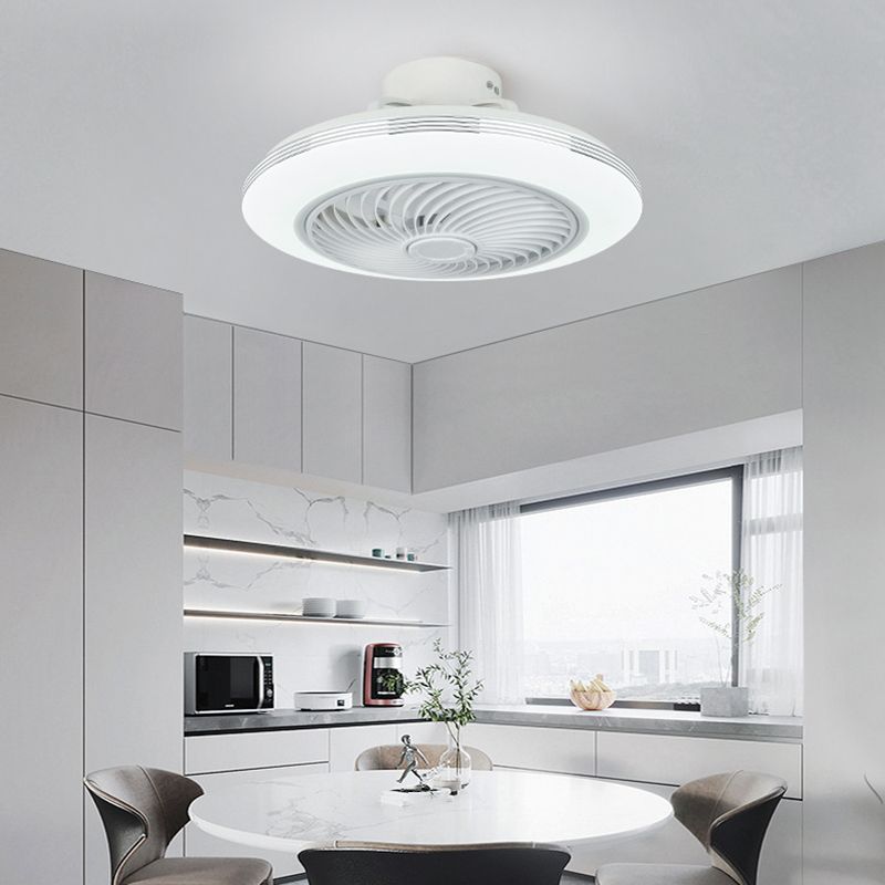 1 - Light LED Ceiling Fan Plastic and Acrylic in White Fan Fixture