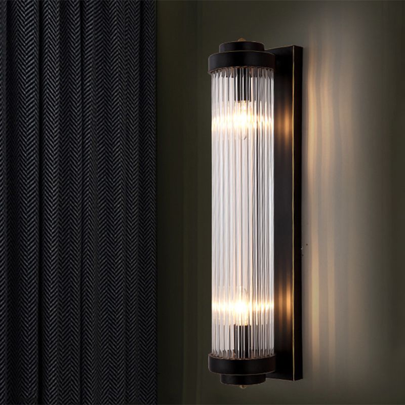 Crystal Cylinder Shape Wall Lighting Modern Style 2 Lights Wall Light Sconce