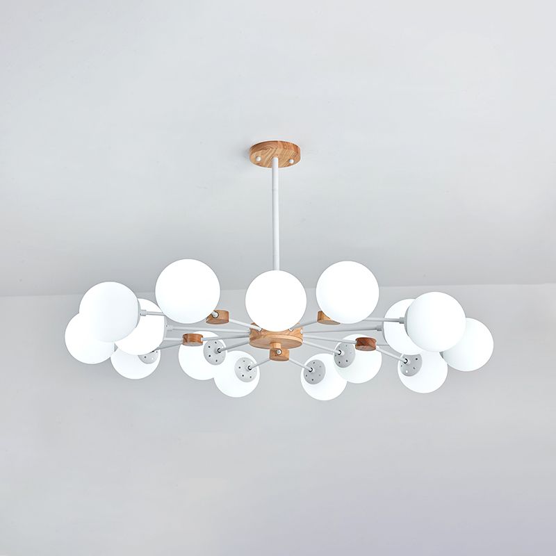 Araña de vidrio de leche opaca dorada para la sala de estar de vestíbulo dormitorio