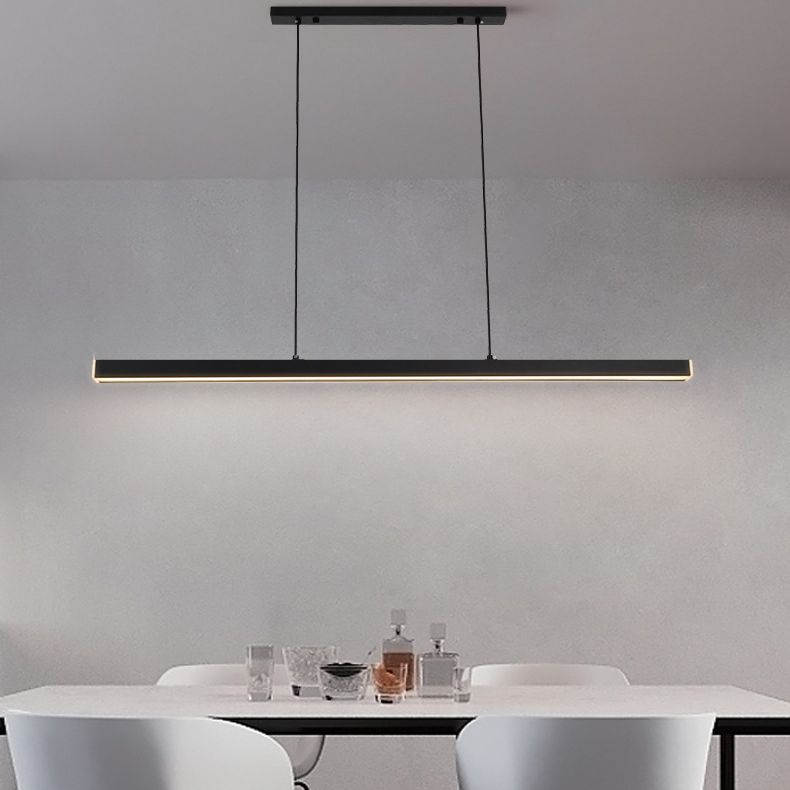 Minimalist Linear Island Pendant Lighting, 1-Light Acrylic Hanging Light for Kitchen Island
