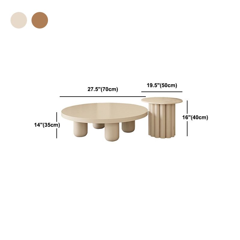 Solid Wood Coffee Table  Minimalist Coffee Table with Round Top for Living Room