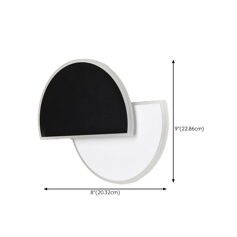 Semicircle Shape Wall Lamp Modern Style Acrylic 1 Light Sconce in White and Black