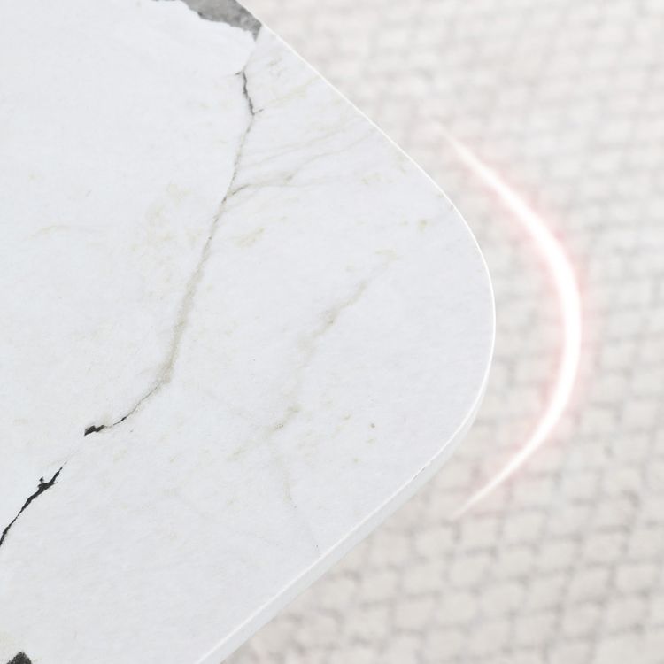Rectangle Traditional Luxury Dining Table White Sintered Stone Table with Gold Trestle Base