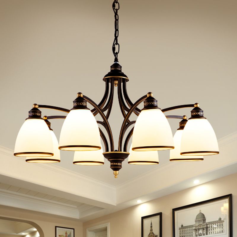 Luz de lámpara de lámpara de campana clásica Luz de colgante de vidrio Opal para sala de estar