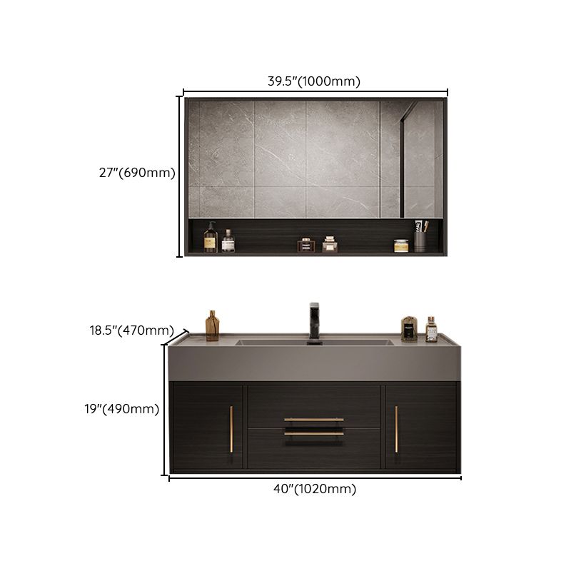 Wall Mount Bathroom Sink Vanity Glam Bathroom Vanity Set with Mirror