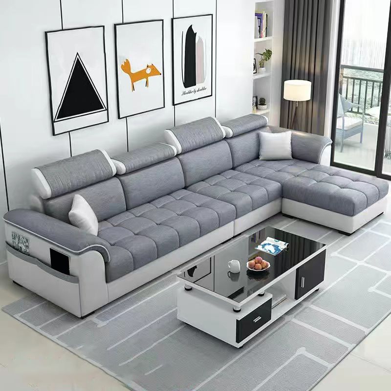 110" Pillow Top Arm Sectionals Contemporary Upholstered Sectional Sofa Set