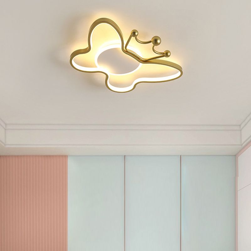 Butterfly Semi Flush Plafond Lilaires dessin animé Plafond en aluminium Chandelier pour enfants pour les enfants