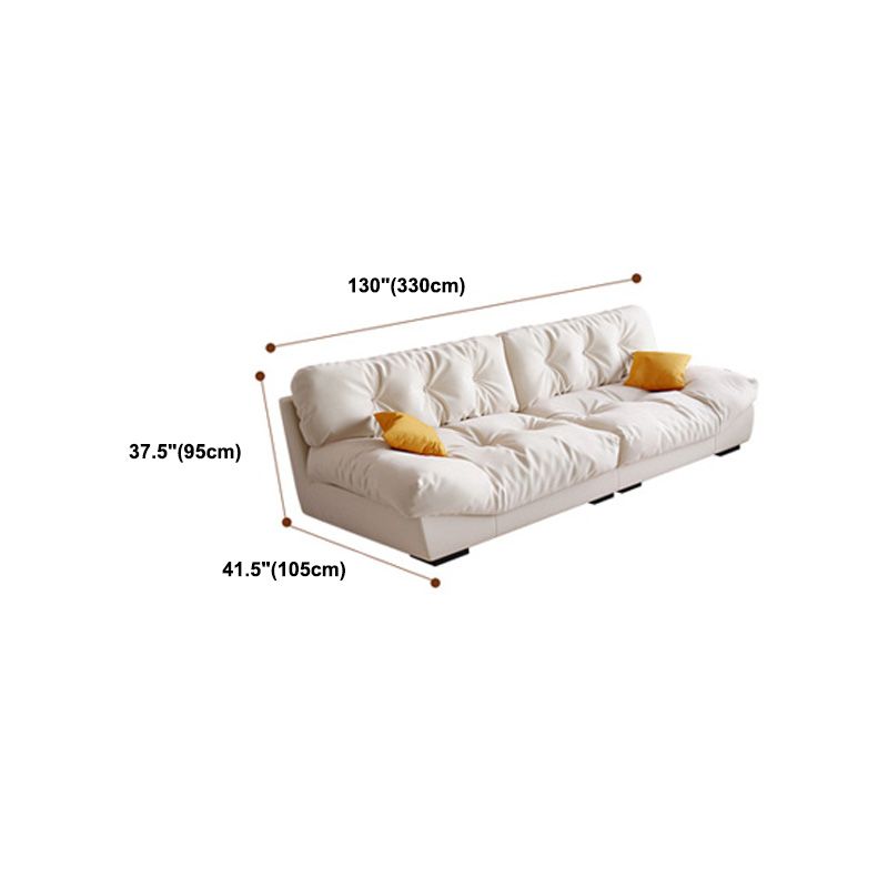 Contemporary Faux Leather/Suede Armless Tufted Sofa Couch in Beige