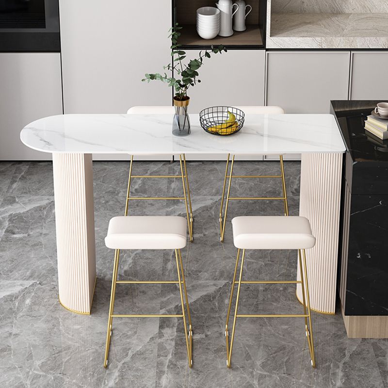 Modern Free Form Bar Set 1/2/5 Pcs Stone Bar Table with  Upholstered Stools